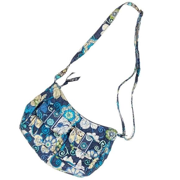 VER BRADLEY Java Blue/Green/Brown/White Spring Flower Crossbody or Shoulder Bag - Picture 1 of 7